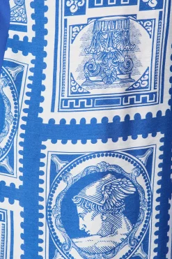 Outlet Romeo Pant in Blue with White Stamp Print Bottoms