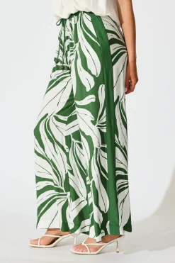 Fashion Romeo Pant In Green with White Leaf Bottoms|Pants