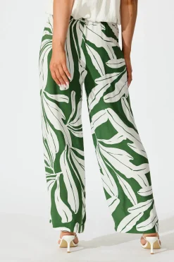 Fashion Romeo Pant In Green with White Leaf Bottoms|Pants
