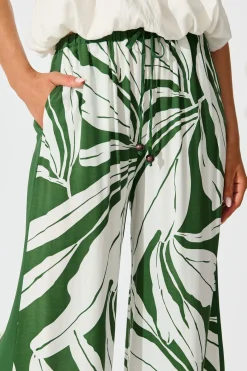 Fashion Romeo Pant In Green with White Leaf Bottoms|Pants