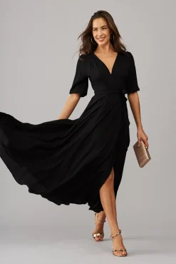 Sale Ronda Maxi Wrap Dress In Black Dresses|Party