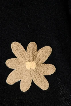 Discount Rosalie Knit Cardigan in Black with Beige Flowers Knitwear|Knitwear