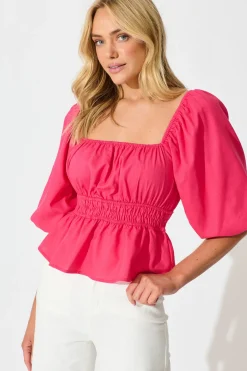 New Rosella Top in Pink Linen Blend Tops