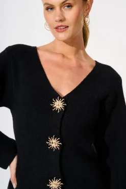 Fashion Rosie Knit Cardigan in Black Knitwear|Knitwear