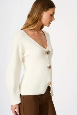 Hot Rosie Knit Cardigan in White Knitwear|Knitwear