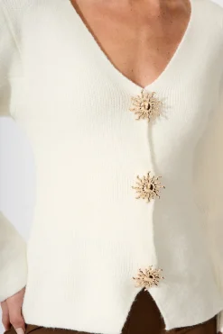 Hot Rosie Knit Cardigan in White Knitwear|Knitwear