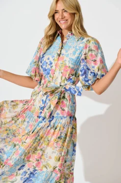 Best Rosina Maxi Shirt Dress in Vintage Floral Print Dresses|Party