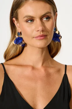 Fashion Rowena Drop Earrings in Navy Jewellery