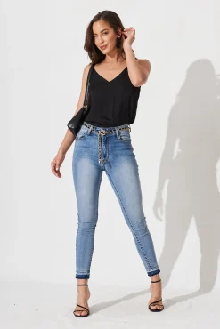 Sale Rowland Cami Top In Black Satin Tops|Party & Occasion