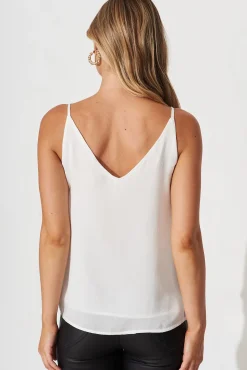 Discount Rowland Cami Top In White Satin Tops|Party & Occasion