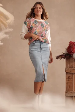 Online Sadie Denim Skirt in Acid Washed Blue Bottoms|Denim