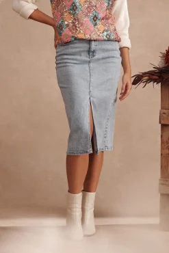 Online Sadie Denim Skirt in Acid Washed Blue Bottoms|Denim