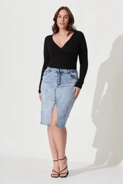 Online Sadie Denim Skirt in Acid Washed Blue Bottoms|Denim