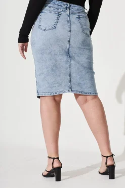 Online Sadie Denim Skirt in Acid Washed Blue Bottoms|Denim