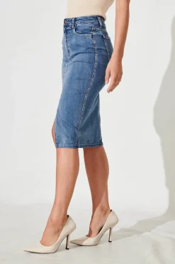 Best Sadie Denim Skirt In Mid Blue Bottoms|Denim