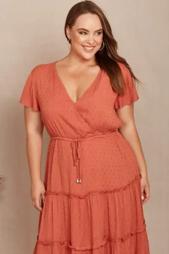 Online Sangria Dress in Dusty Rose Swiss Dot Dresses|Casual