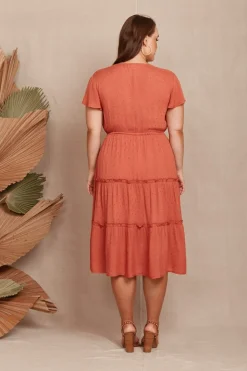 Online Sangria Dress in Dusty Rose Swiss Dot Dresses|Casual