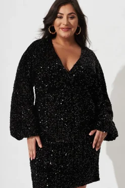 New Sapphira Sequin Dress In Black Dresses|Party