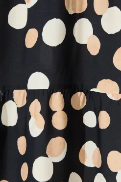 Online Saturday Midi Dress In Black with Cream Spot Dresses|Casual