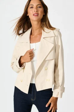 Online Savannah Trench Jacket in Sand Cotton Outerwear|Outerwear