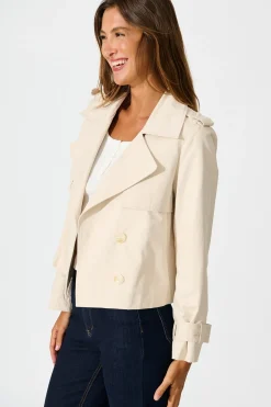 Online Savannah Trench Jacket in Sand Cotton Outerwear|Outerwear