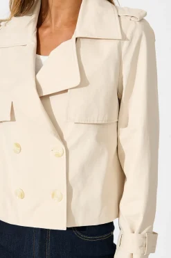 Online Savannah Trench Jacket in Sand Cotton Outerwear|Outerwear