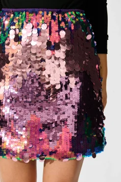 Clearance Sequinned Seduction Skirt in Purple Multi Sequin Bottoms|Skirts & Shorts