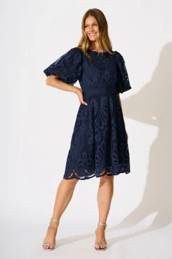 Online Seraphina Lace Dress in Navy Dresses|Party
