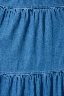 Fashion Seren Maxi Skirt in Mid Blue Denim Bottoms|Denim