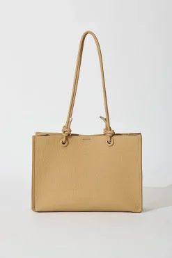 Best Shella Shoulder Tote Bag in Beige Pebble PU Bags