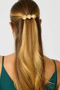 Online Shelly Barrette Hair Clip in Gold Hair Accessories