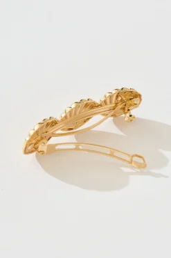 Online Shelly Barrette Hair Clip in Gold Hair Accessories