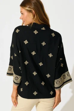 Discount Sherrie Shirt in Black Embroidery Tops|Casual