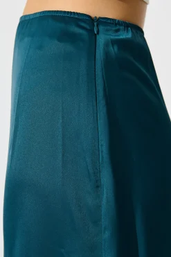 Best Shine Supreme Maxi Skirt in Teal Satin Bottoms|Skirts & Shorts