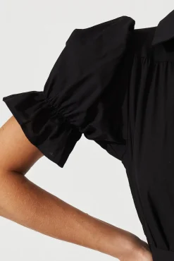 Discount Sicilly Midi Shirt Dress In Black Cotton Dresses|Casual