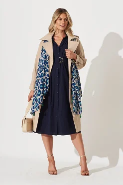 Clearance Sicilly Midi Shirt Dress In Navy Cotton Dresses|Casual