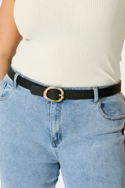 Sale Sienna Belt in Black with Gold Textured Buckle Belts