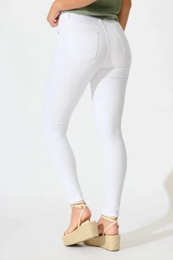Sale Siren High Rise Skinny Jean In White Denim Bottoms|Denim