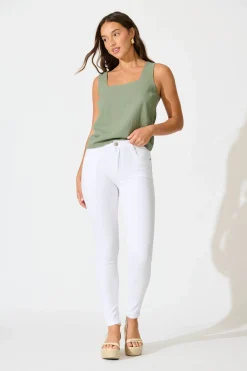 Sale Siren High Rise Skinny Jean In White Denim Bottoms|Denim