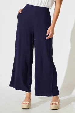 Discount Sirsha Pant in Navy Linen Blend Bottoms