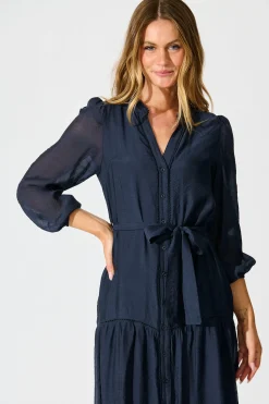 Fashion Sloane Midi Dress in Navy Dresses|Casual