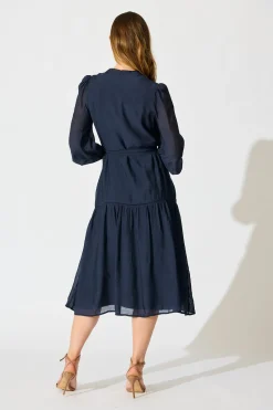 Fashion Sloane Midi Dress in Navy Dresses|Casual