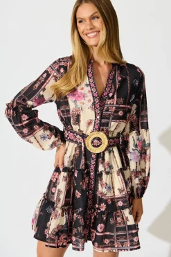Best Soft Botanica Dress in Black with Blush Patchwork Floral Dresses|Party