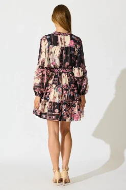 Best Soft Botanica Dress in Black with Blush Patchwork Floral Dresses|Party