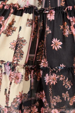 Best Soft Botanica Dress in Black with Blush Patchwork Floral Dresses|Party