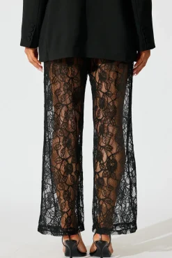 Outlet Soft Line Lace Pants In Black Bottoms|Pants