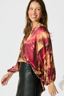 Sale Solita Top in Multi Watercolour Satin Tops|Party & Occasion