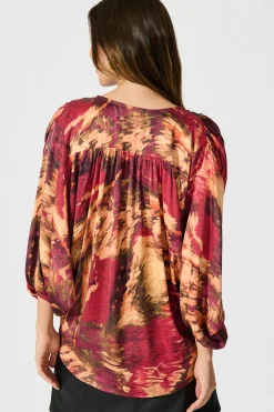 Sale Solita Top in Multi Watercolour Satin Tops|Party & Occasion
