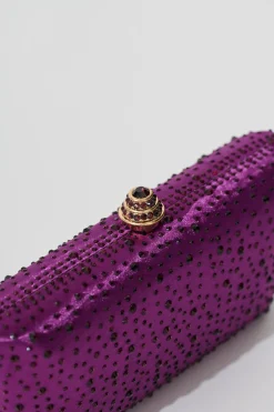 Fashion Sonia Clutch Bag in Purple Diamante Bags