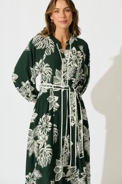 Online Spellbound Maxi Dress in Emerald White Floral Dresses|Casual